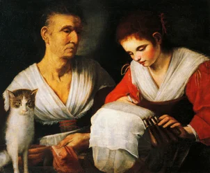 La encajera, de Onofrio Gabrielli (1619-1706), pintura.