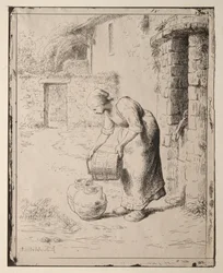 Una Mujer Vaciando un Cubo