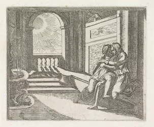 Abimelec ve a Isaac acariciando a Rebeca Pinturas en la Logia de Rafael (título de la serie)