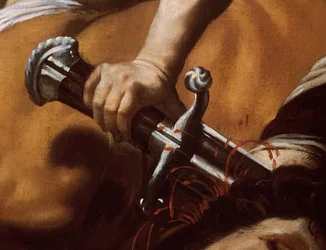 Detalle de la espada de David en David y Goliat