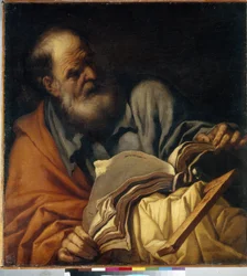 Santo Tomás, apóstol. (Santo Tomás Apóstol). Pintura de Orazio Borgianni (1578-1616), óleo sobre lienzo, arte italiano (Roma)