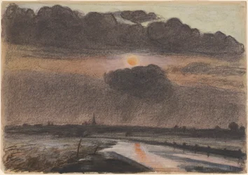 puesta de sol en el río