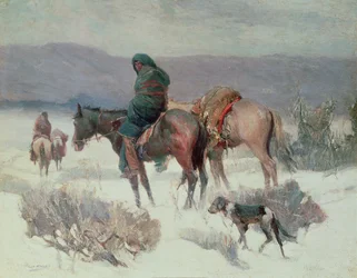 Caza de invierno (óleo sobre lienzo)
