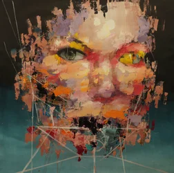 Distorted Color Model 2 , 2018-2025 (acrílico y óleo sobre lienzo)