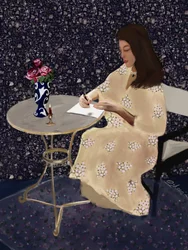Elegante mujer escribiendo