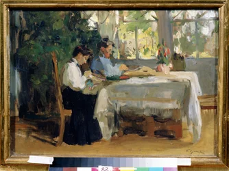 Pintura "Dance la Veranda" de Osip Emanuilovich Braz (1872-1936) Museo de Arte Estatal A. Radishchev, Saratov