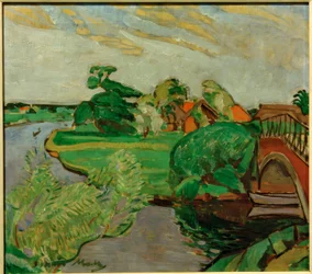 Paisaje fluvial con puente