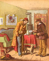 Pagando por la entrega de cartas, c. 1870