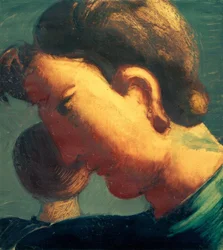 Gran cabeza de perfil y cabeza pequeña