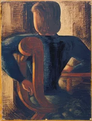 Sentada de espaldas a la mesa. 1936