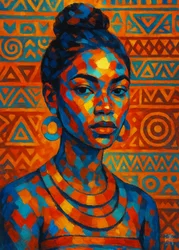 Retrato de una mujer africana llena de color