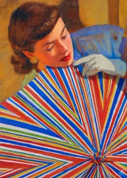 Paraguas elegante de rayas para mujer