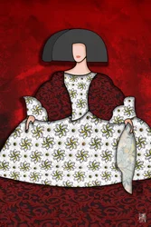 Elegante dama con vestido de flores