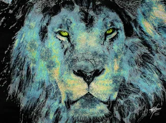 El majestuoso león azul