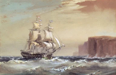 Barco de emigrantes llegando a Sydney Heads, 1883