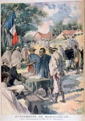 Reclutando nativos en la Isla de La Reunión, 1895
