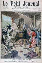 Europeos salvados por un destacamento de marines franceses, Pao Ting Fou, China, 1900