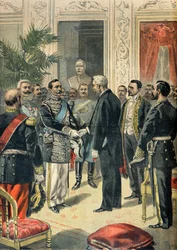 Entrevista entre Félix Faure y el embajador ruso Lev Ouroussoff, París 1898 (Grabado)