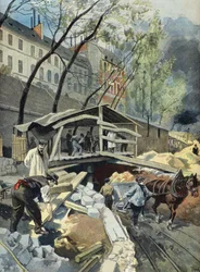 Obras de Metropolitain en París en 1899 (Grabado)