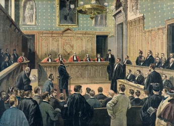 El Assize Court durante el juicio del escándalo de Panamá en 1898 (Grabado)