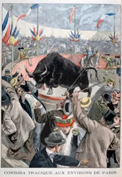 Accidente trágico de corrida de toros alrededor de París, 1899