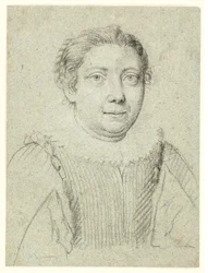Retrato de una mujer, medio cuerpo girado a la derecha