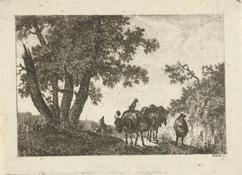 Paisaje con burros y viajeros.
