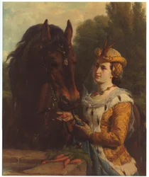 Jacoba van Beieren con su caballo