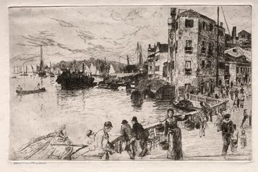 Grabados de Venecia: Cuartos de Castello, Riva, siglo XIX.