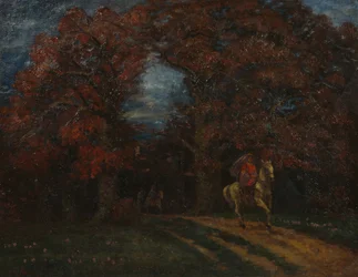 Paisaje de otoño con jinetes (óleo sobre lienzo)