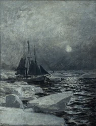 Fram en el Océano Ártico (óleo sobre lienzo)