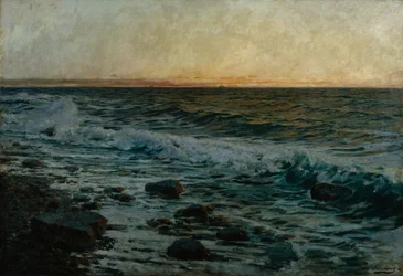 Puesta de sol junto al mar (óleo sobre lienzo)