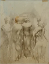 Grupo de niños desnudos al aire libre (Bañistas)