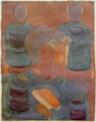 Preparación (Devoción en el comedor). Estudio parcial (Niño con libro de cantos)
