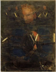 Preparación (Devoción en el comedor). Estudio parcial (Niño con libro de cantos)