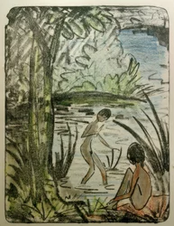 Sentadas y bañistas con árbol