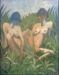Dos chicas en los juncos