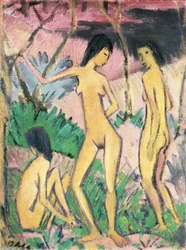 Tres desnudos en un paisaje