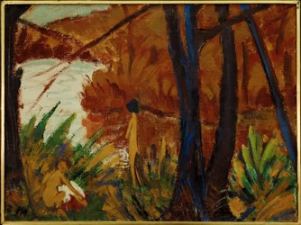 Waldsee mit zwei Akten - Lago en un bosque con dos desnudos ...
