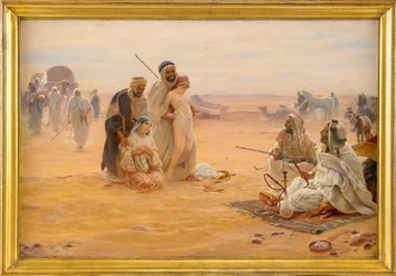 Le marche aux esclaves - El mercado de esclavos - Pintura de Otto Pilny (1866-1936), Óleo sobre lienzo 1910 (80x120cm) - Colección privada