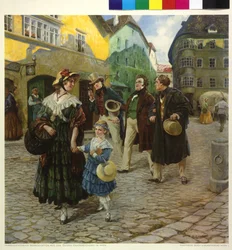 Franz Schubert en un paseo con amigos