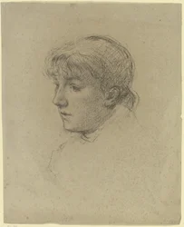 Retrato de una joven orientada hacia la izquierda