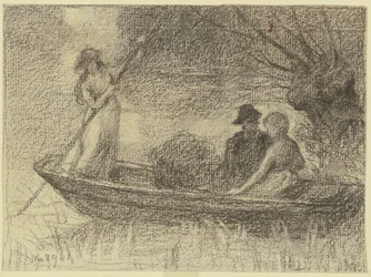 Pareja en una barcaza