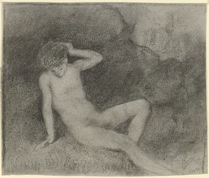 Joven desnudo reclinado en un paisaje (¿Narciso?)