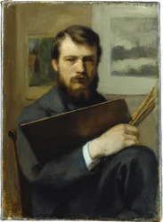 Autorretrato con paleta y pinceles