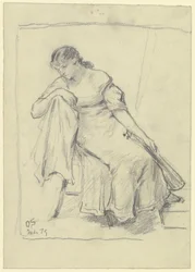 Mujer sentada con mandolina