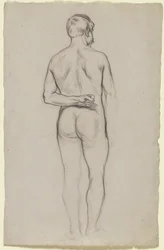 Desnudo masculino de pie visto de espaldas
