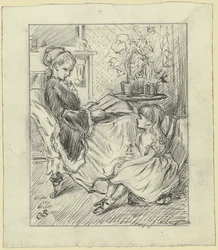 Mujer con niño leyendo en voz alta