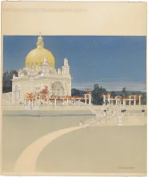 Iglesia de San Leopoldo en Steinhof, proyecto para concurso, perspectiva