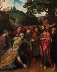 La resurrección de Lázaro (óleo sobre tabla)